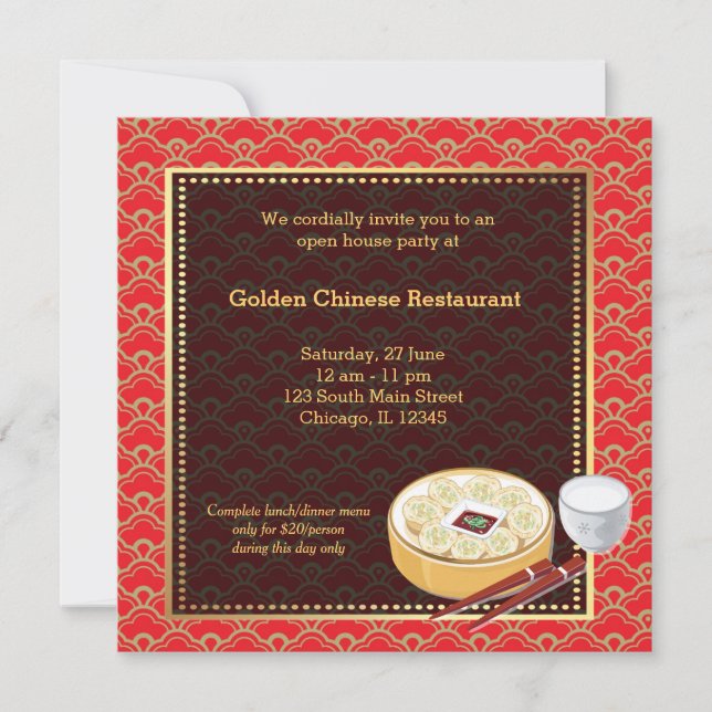 Invitation Grand ouverture Restaurant chinois (Devant)