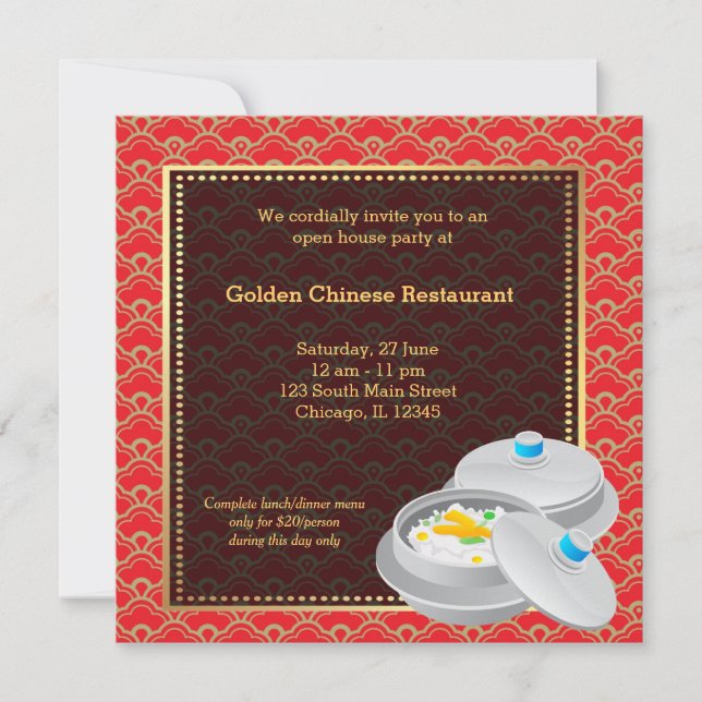 Invitation Grand ouverture Restaurant chinois (Devant)