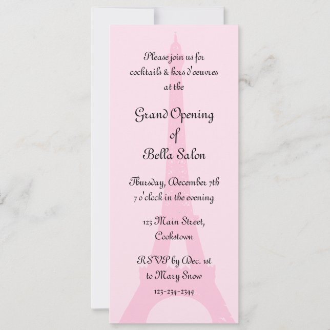 Invitation Grand Ouverture Rose Pretty Paris (Devant)