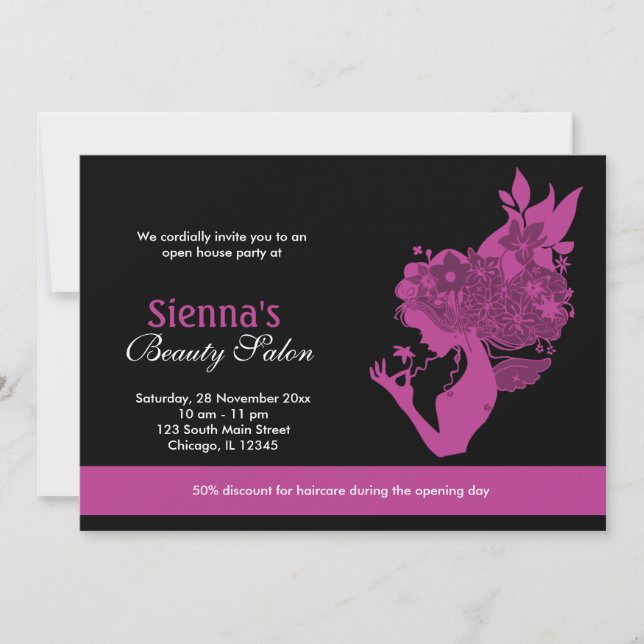 Invitation Grand Ouverture Salon De Beauté (Plum) (Devant)