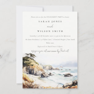 Invitation Grand paysage aquarelle de Big Sur Californie pour