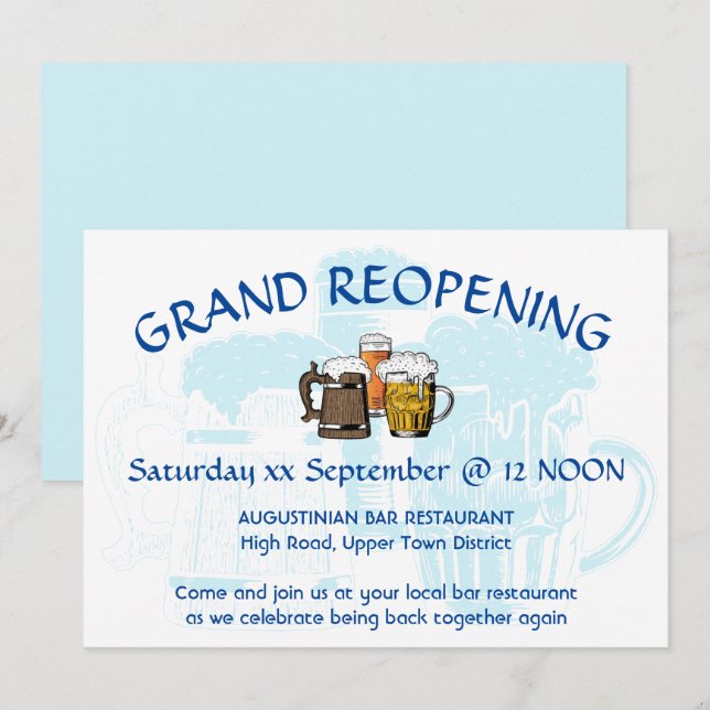 Invitation GRAND REOUVERTURE Barre Réunion Personnalisable PA (Devant / Derrière)