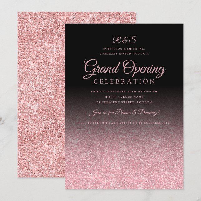 Invitation Grand Rose d'ouverture de l'entreprise Parties sci (Devant / Derrière)