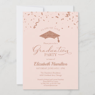 Invitation Grand Rose du lycée Gold Confetti Pink