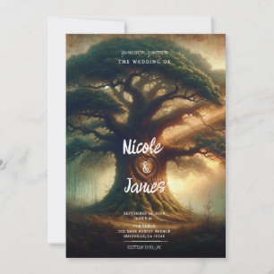 Invitation Grand Vieux Chêne Enchanté Russe Mariage Forêt