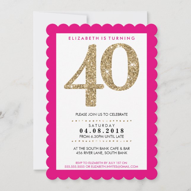 Invitation GRANDE ÂGE NUMÉRO gras 40 or parties scintillant r (Devant)