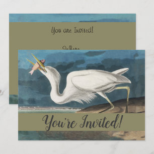 Invitation Grande Aigrette d'Audubon : Oiseau côtier vintage