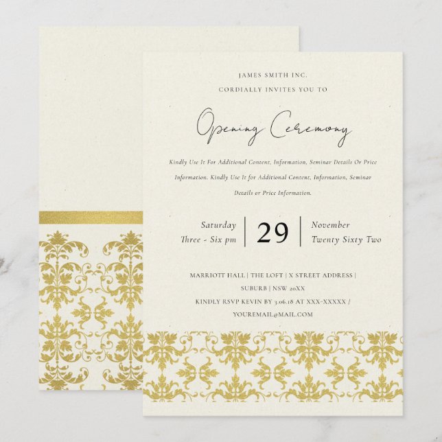 INVITATION GRANDE CÉRÉMONIE D'OUVERTURE OFFICIELLE DE DAMASK  (Devant / Derrière)