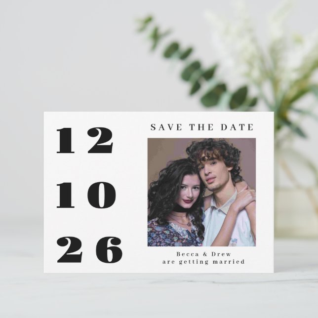 Invitation Grande Date Une Photo Enregistrer La Date (Debout devant)