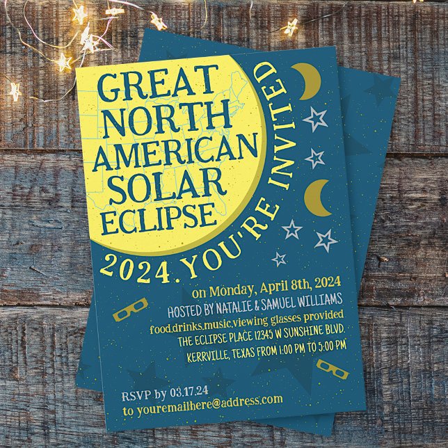 Invitation Grande Éclipse solaire nord-américaine 2024 - Affi (Créateur téléchargé)