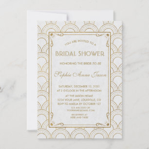 Invitation Grande Fête des mariées d'or Art Déco blanc
