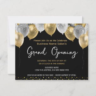 Invitation Grande ouverture d'entreprise Gold et Noir
