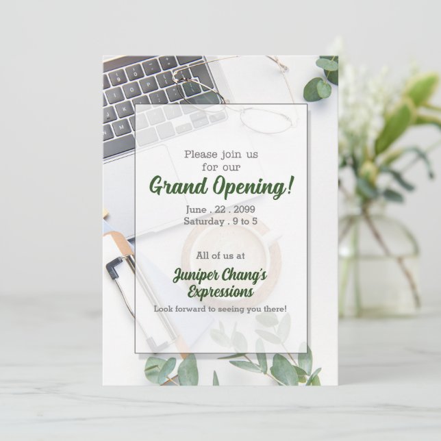 Invitation Grande ouverture Nouveau bureau (Debout devant)