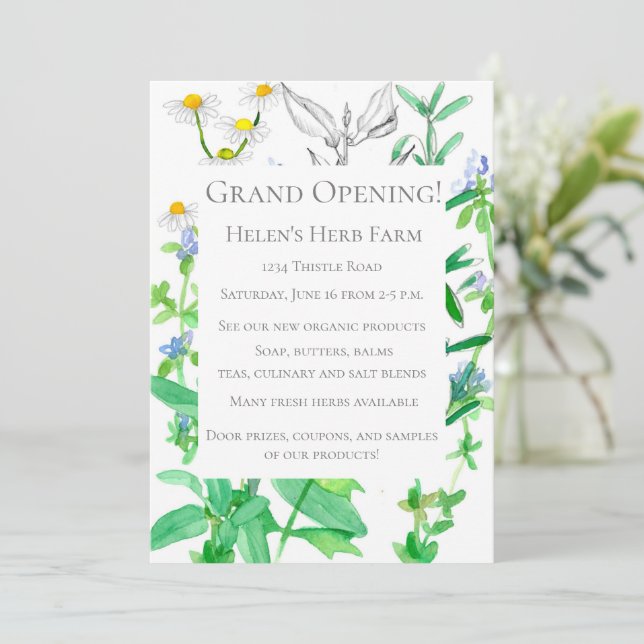 Invitation Grande ouverture Nouvelle entreprise Herbe Farm (Debout devant)