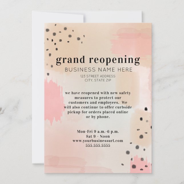 Invitation Grande réouverture du rose Abstrait (Devant)