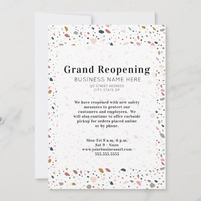 Invitation Grande réouverture générale des affaires Terrazzo (Devant)