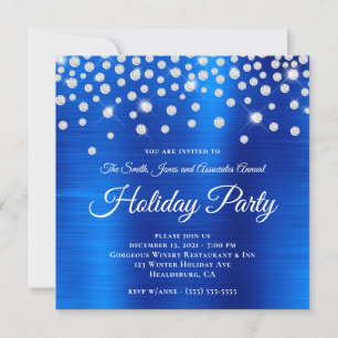 Invitation Grande Rhinestone brillante Royal Blue Foil Corpor
