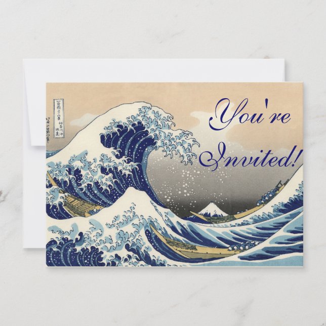 Invitation Grande vague Kanagawa peinture japonaise (Devant)