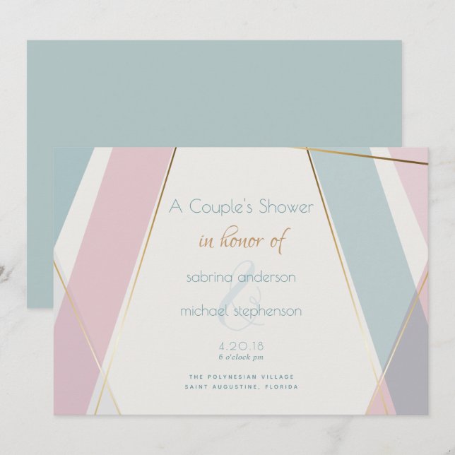 Invitation Grandes géométriques modernes contemporaines Rose  (Devant / Derrière)