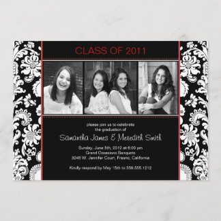 Invitation Grandes taches Damas - Noir/Blanc/Rouge