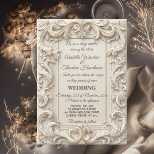 Invitation Grandeur d'Ivoire Baroque Luxe Mariage à Tourbillo