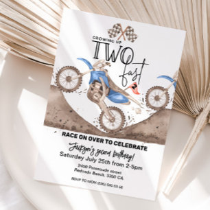 Invitation Grandir DEUX RAPIDE Dirt Bike 2ème anniversaire 