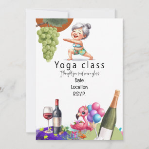 Invitation Grandma Funny Parler de yoga et de vin