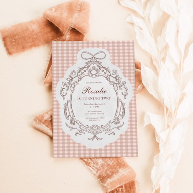 Invitation Grandmillenial Preppy Vintage Floral Anniversaire (Preppy Vintage Floral Birthday Invite)