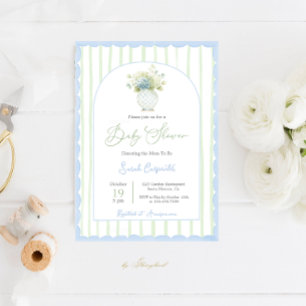 Invitation Grandmillennial bleu ginger jar baby shower invita