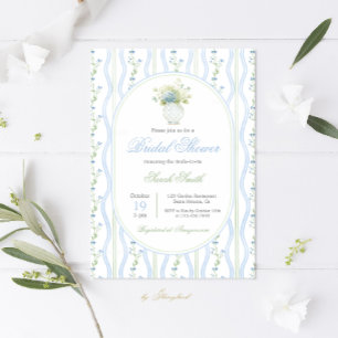 Invitation Grandmillennial Blue Ginger jar Fête des mariées