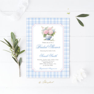 Invitation Grandmillennial Blue Gingham Baby Shower 