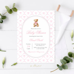 Invitation Grandmillennial Bow Baby shower Girl