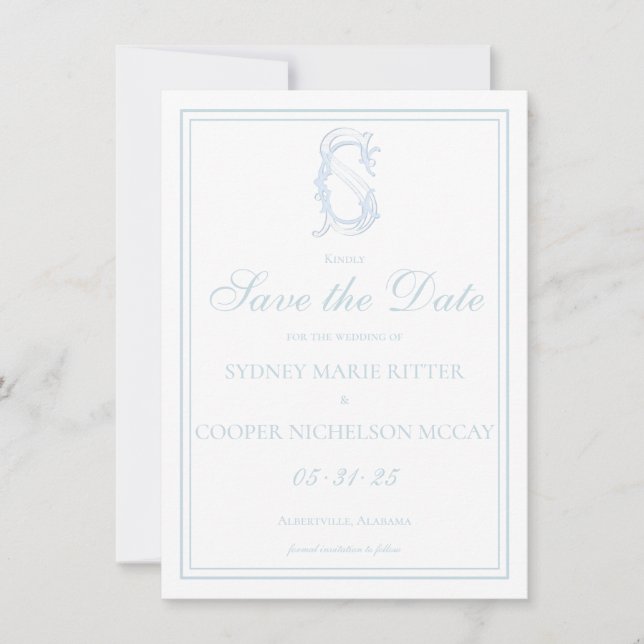 Invitation Grandmillennial et Elegant Sauvez les Dates (Devant)