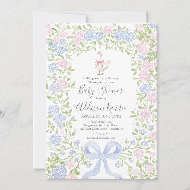 Invitation Grandmillennial Silly Goose baby shower invite (Devant)