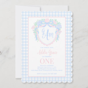 Invitation Grandmillennial Watercolor Crest Premier anniversa