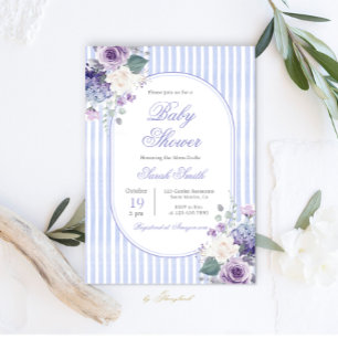 Invitation Grandmillentenaire Périwinkle Baby shower floral