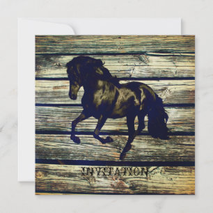 Invitation grange grise rustique bois cheval occidental thème