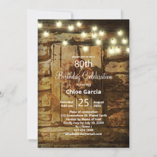 Invitation Grange rustique avec guirlandes lumineuses