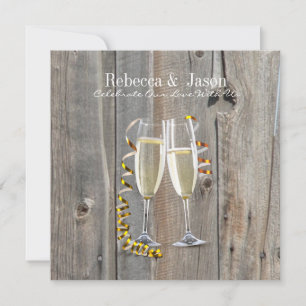 Invitation grange rustique bois champagne mariage campagnard 