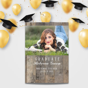 Invitation grange rustique bois western country graduation pa