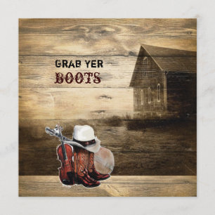 Invitation Grange Rustique en Bois de Ferme Mariage