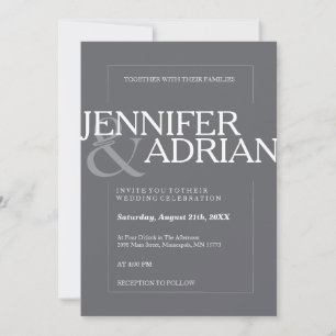 Invitation Granite Gris Moderne Minimal Simple Mariage Invita