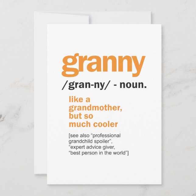 Invitation Granny Définition Grandma Cadeau (Devant)