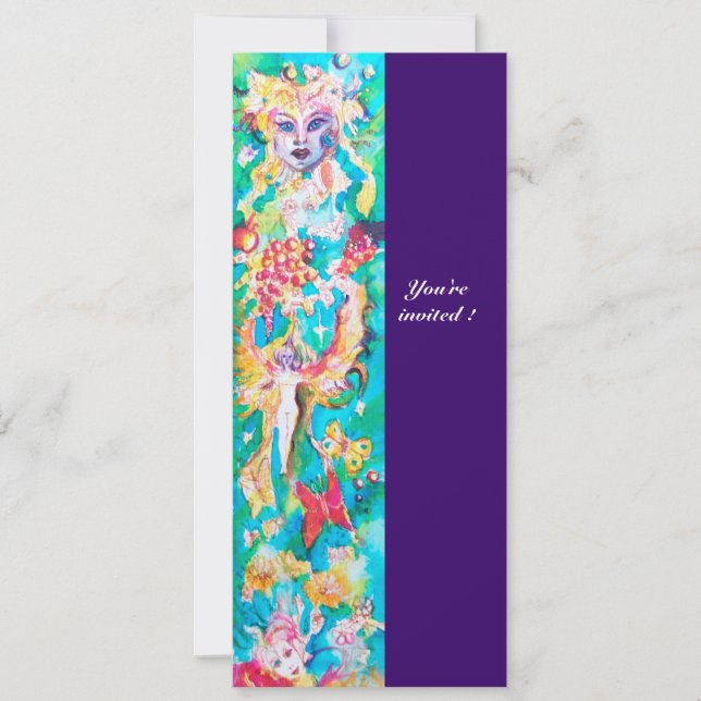 Invitation GRAPE FAIRY TALE violet bleu fuchsia rose blanc (Devant)