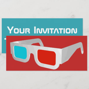 Invitation Graphique de lunettes 3D rétro