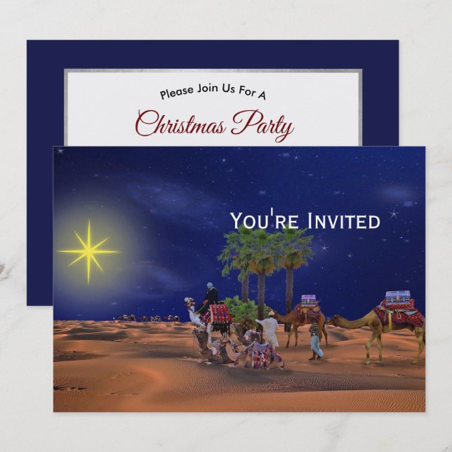 Invitation Graphique de Noël étoilé masculin (Devant / Derrière)