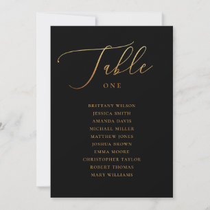 Invitation Graphique de placement de mariage élégant or et no