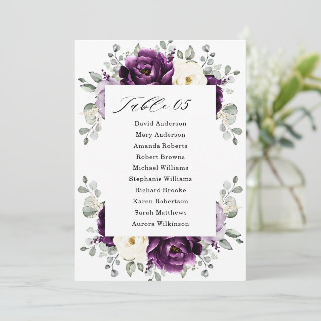 Invitation Graphique de sièges blanc blanc de prune violette  (Debout devant)