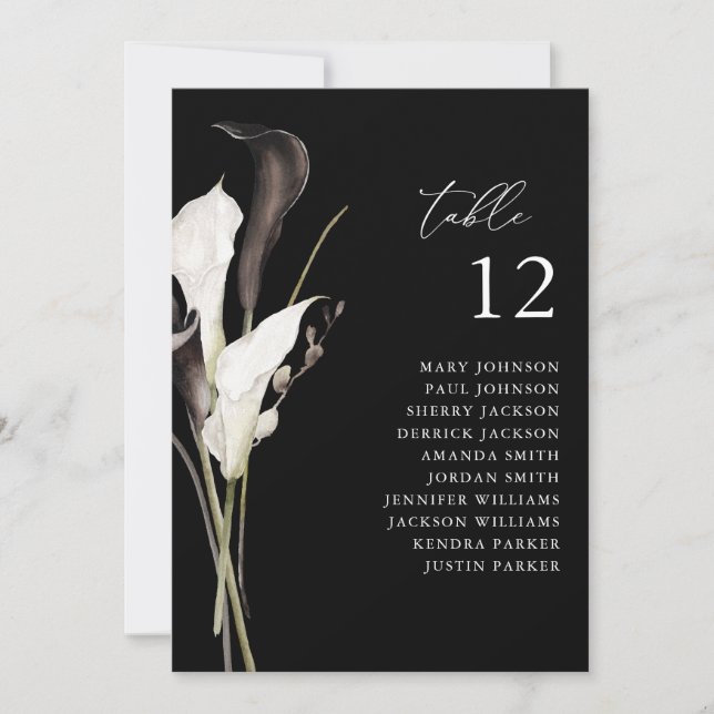 Invitation Graphique de table fleuri noir et blanc BL (Devant)