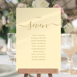 Invitation Graphique de table numéro Jaune Bouton d'or de pla